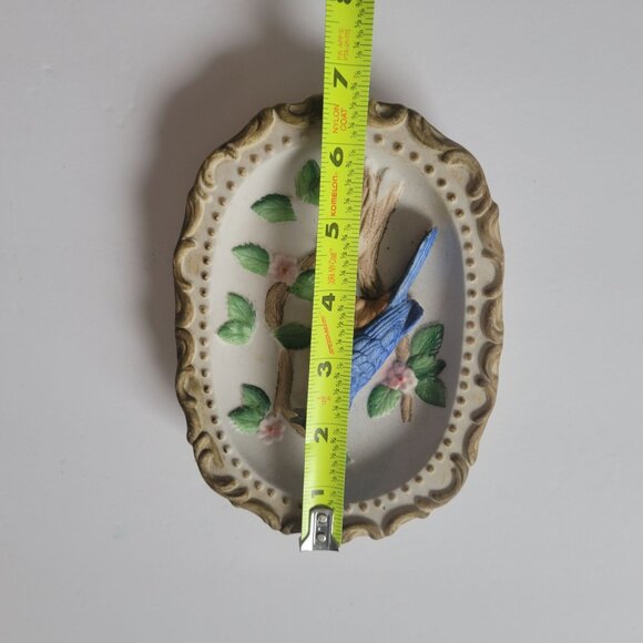 Vintage Homco Bluebird 3D Ceramic Wall Plaque With Floral Details & Ornate Borde - Picture 5 of 6